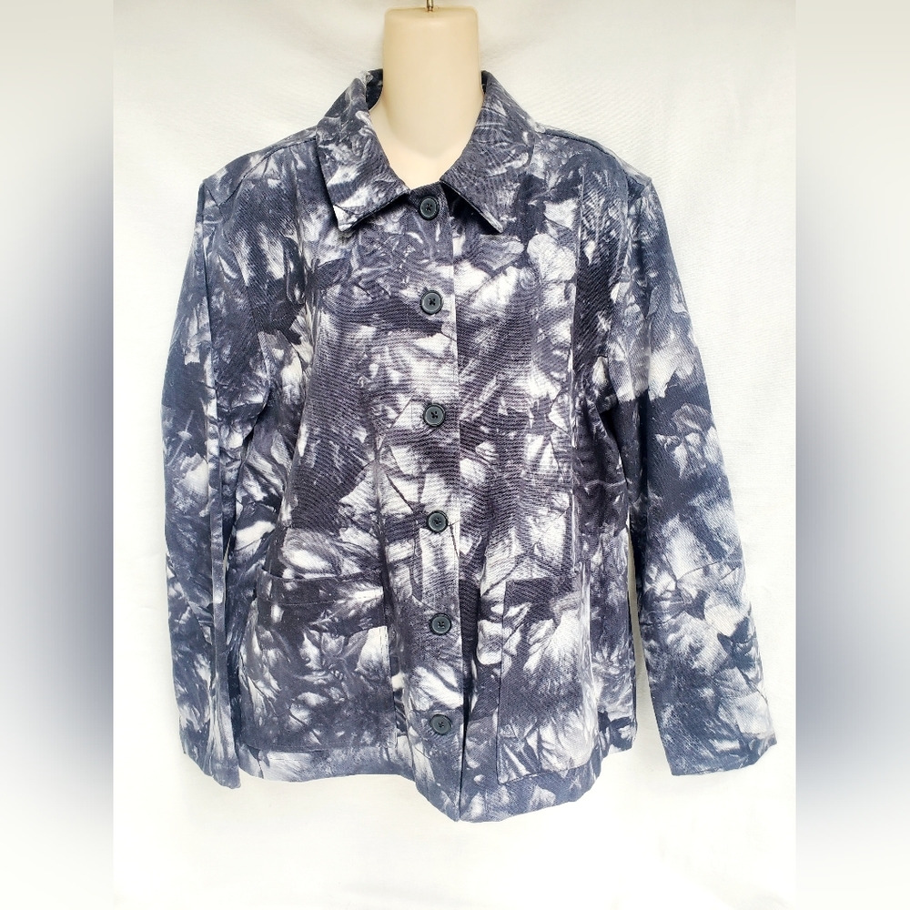 Empyre Auden Tie Dye Canvas Jean Jacket Black White Women's Size Large